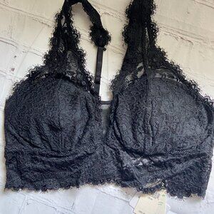 Aerie by **American Eagle**  Eyelash Lace Plunge Bralette Black M NWT